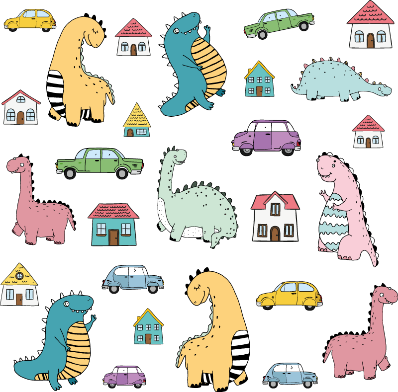 Vinylové koberce zvieratá severské dinosaury v meste - Tenstickers