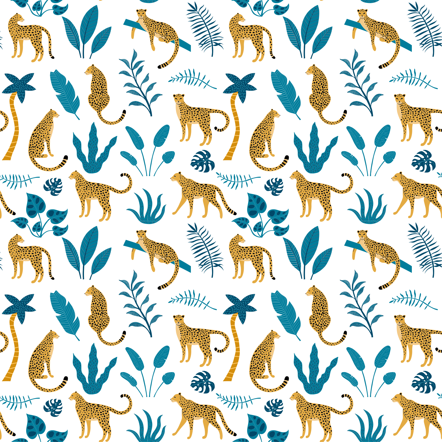 Vinylové koberce zvieratá botanika a leopardy - Tenstickers