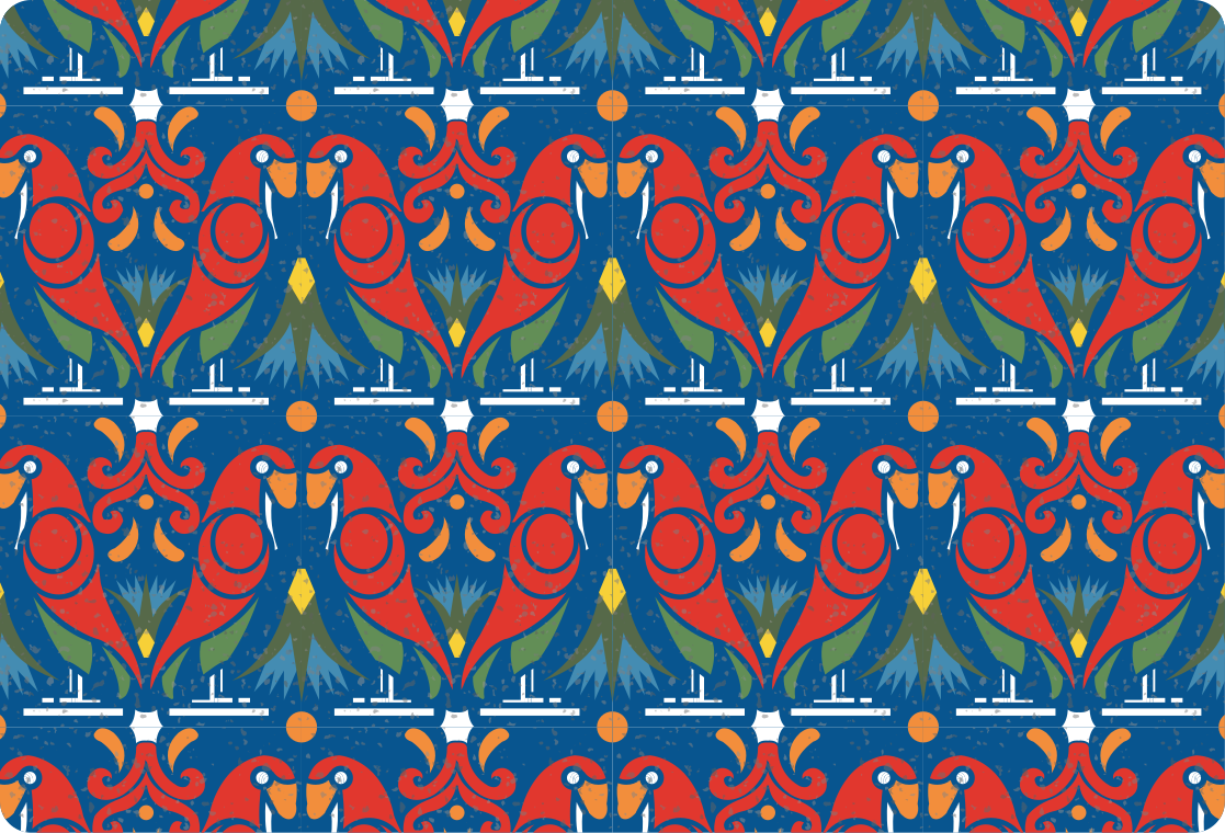 Vinylové koberce zvieratá kvetinový dizajn na modrom pozadí - Tenstickers