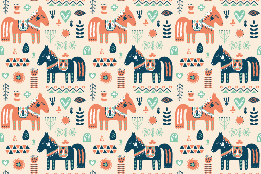 Vinylové koberce zvieratá nordické listy na béžovom pozadí - Tenstickers