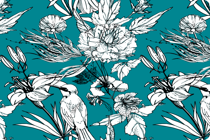 Vinylové koberce zvieratá elegantný vzor bielych vtákov - Tenstickers