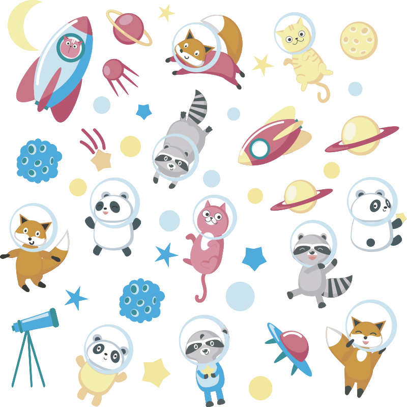 Vinylové koberce zvieratá roztomilé zvieracie astronauti - Tenstickers