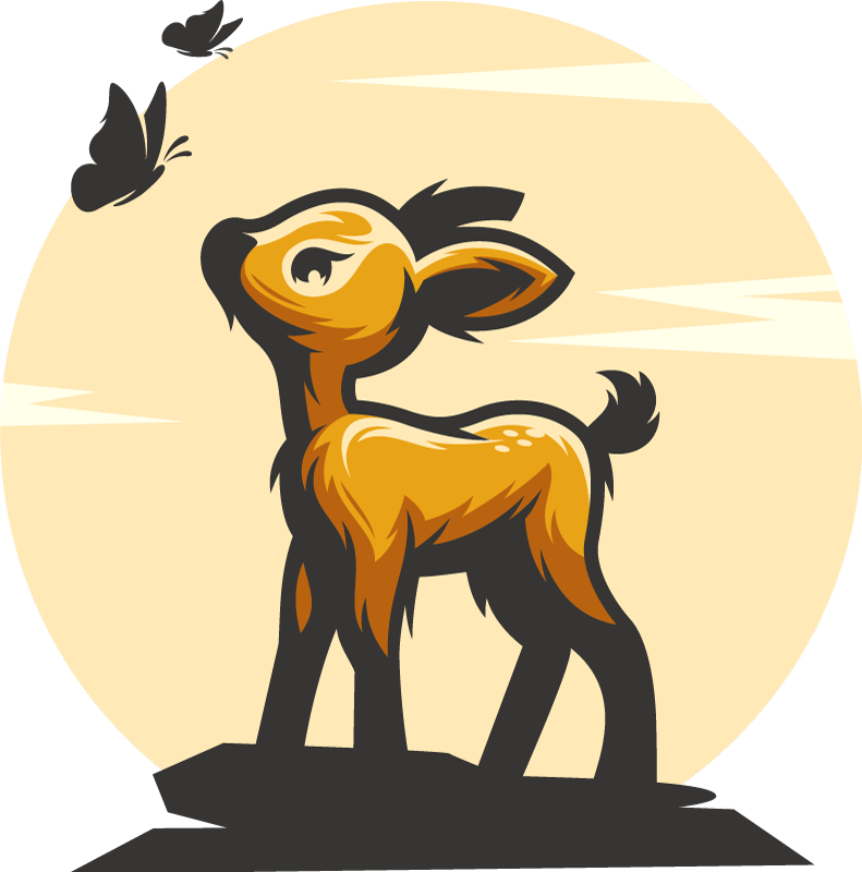 Vinylové koberce zvieratá jelen a motýle - Tenstickers