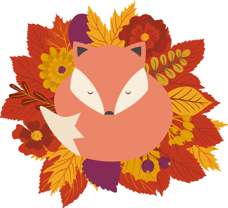 Vinylové koberce zvieratá líška s listami - Tenstickers