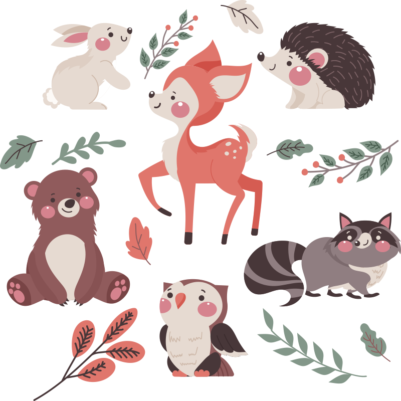 Vinylové koberce zvieratá hravé zvieracie spoločníky - Tenstickers