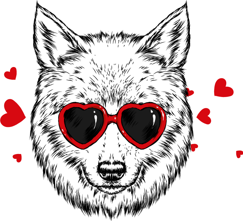 Vinylové koberce zvieratá s hravým vlčím emblémom - Tenstickers