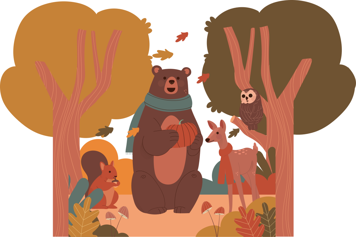 Vinylové koberce zvieratá jesenné lesné tvory - Tenstickers