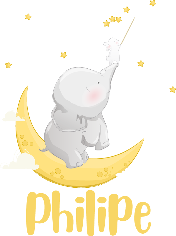 Vinylové koberce zvieratá s menom slona a králika - Tenstickers