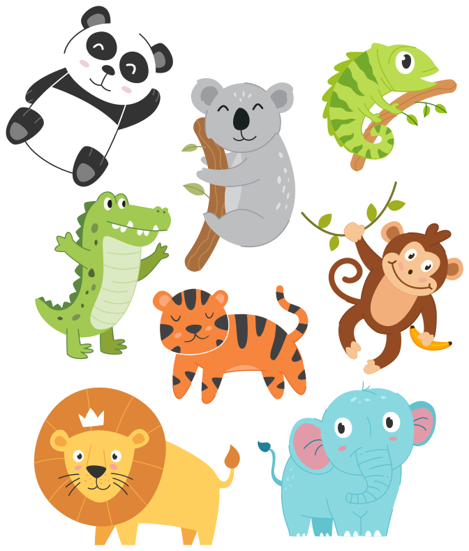 Vinylové koberce zvieratá ručne kreslené jesenné zvieratá - Tenstickers