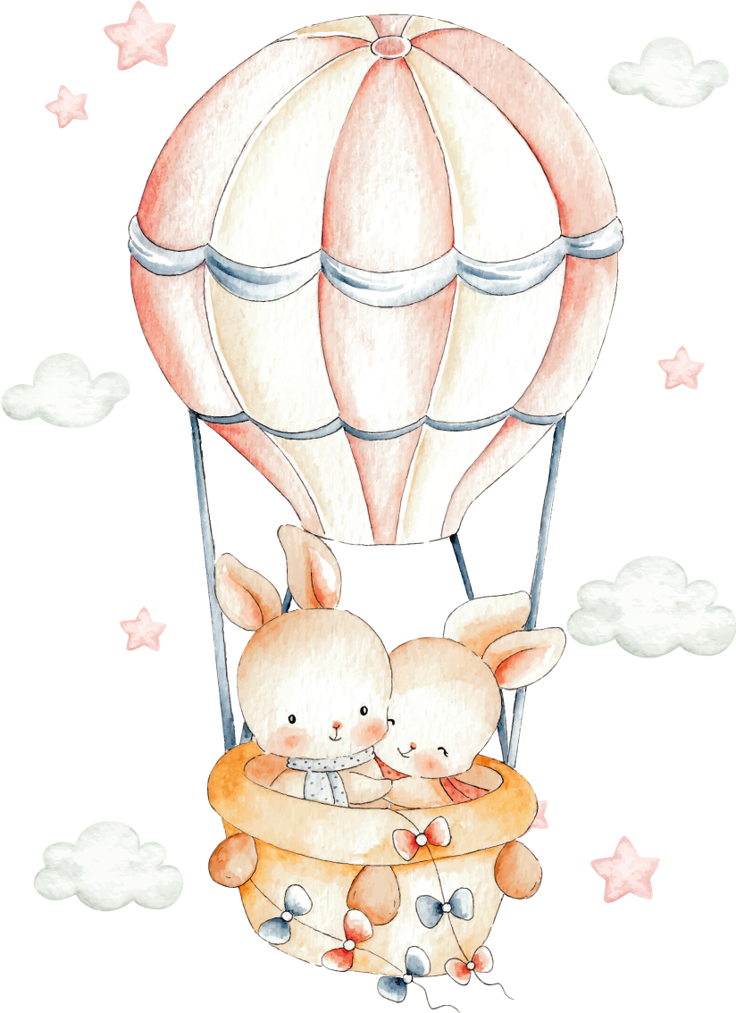 Vinylové koberce zvieratá pastelové zajace na balónikoch - Tenstickers