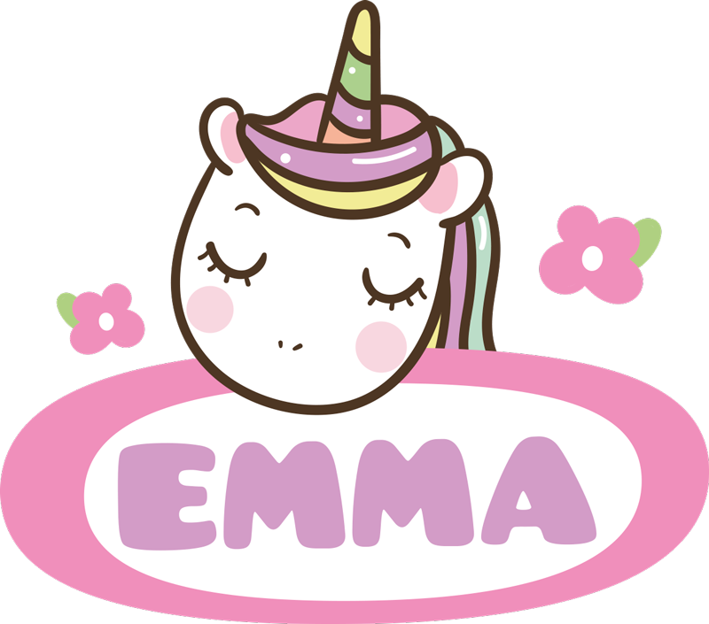 Vinylové koberce zvieratá farebná menovka s jednorožcom - Tenstickers