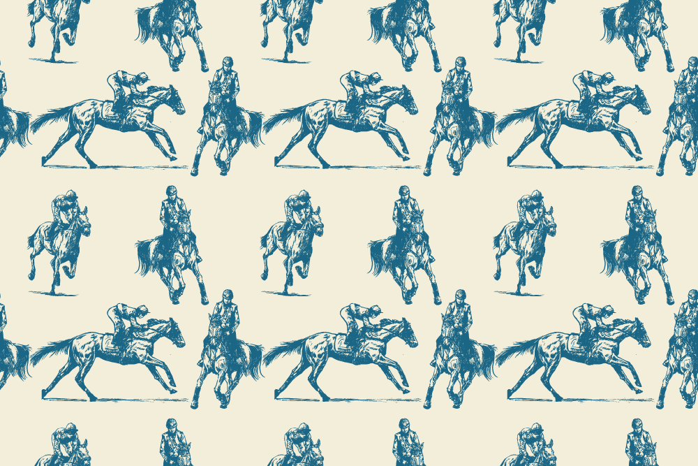 Vinylové koberce zvieratá modro-bežový vzor koňa - Tenstickers