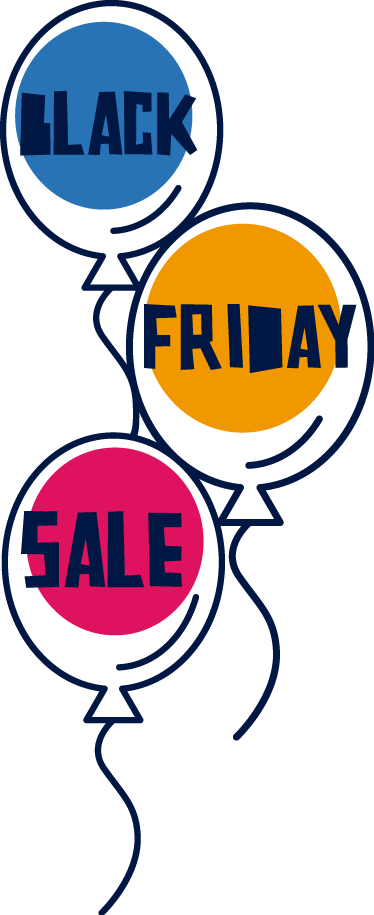 Vinylový koberec black friday farebné balóniky - Tenstickers