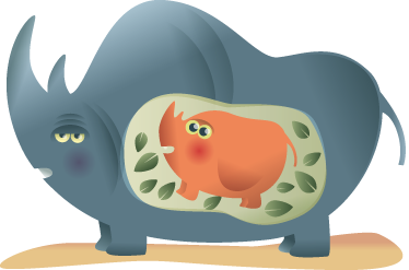 Vinylové koberce zvieratá tehotná matka nosorožca - Tenstickers