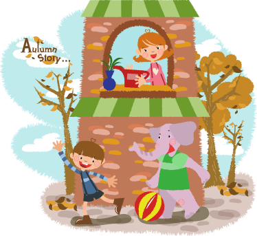 Vinylové koberce zvieratá slon a deti sa hrajú - Tenstickers