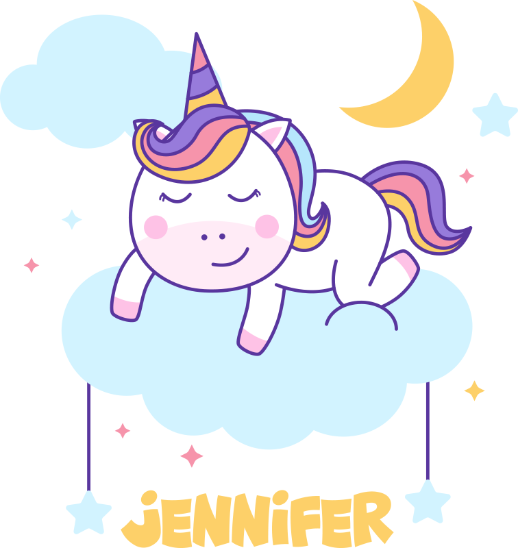 Vinylové koberce zvieratá spací jednorožec s dúhou - Tenstickers