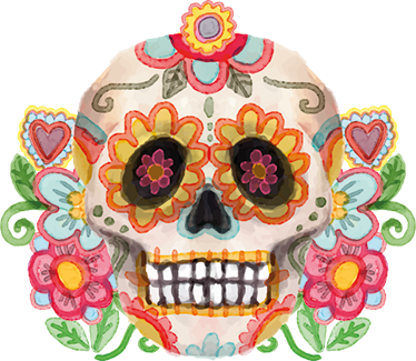 Vinylový koberec halloween kvetinová lebka aquarella - Tenstickers