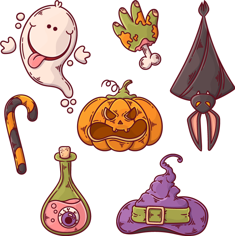 Vinylový koberec halloween s halloweenskymi postavami - Tenstickers