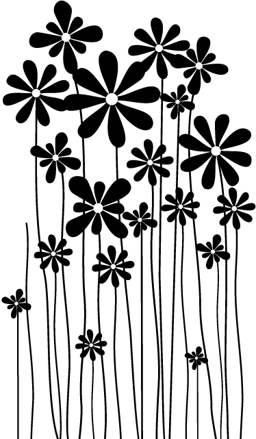 Vinylový koberec s kvetmi veľké čierne kvety - Tenstickers