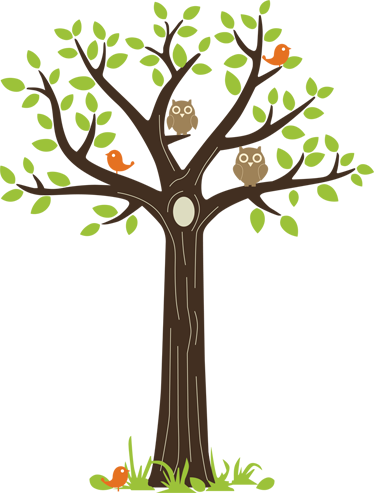 Vinylový koberec s kvetmi s sovami a stromami - Tenstickers