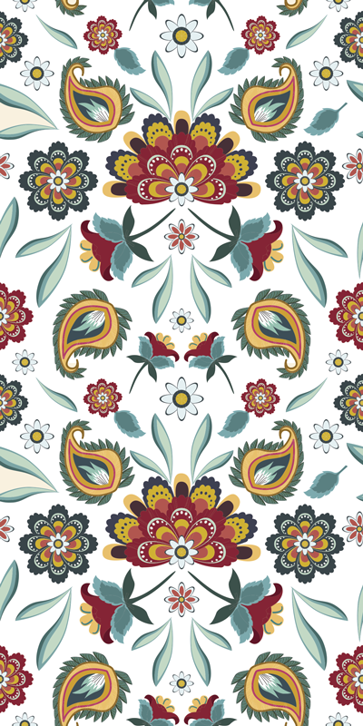 Vinylový koberec s kvetmi etnického motívu - Tenstickers