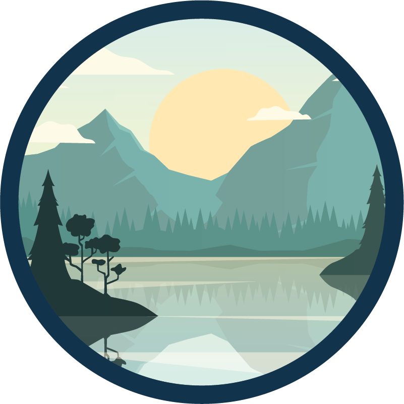 Vinylový koberec s kvetmi a siluetou hory s jazerom - Tenstickers