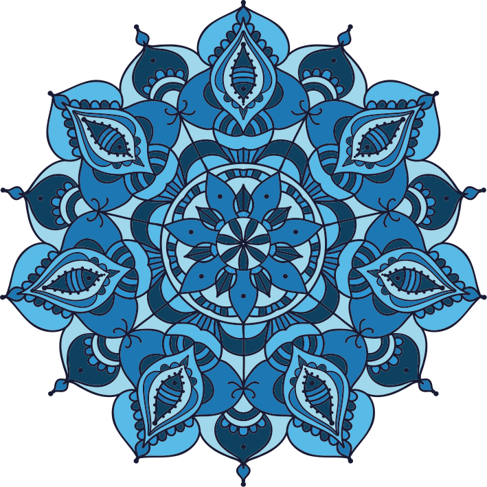 Vinylový koberec s kvetmi zložitá modrá mandala - Tenstickers