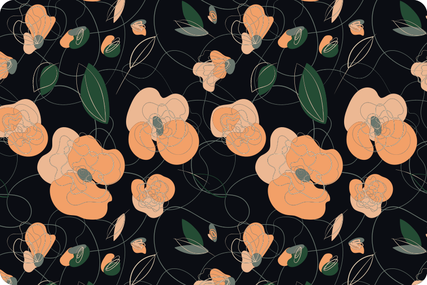 Vinylový koberec s kvetmi v tmavom živom vzore fauny a flóry - Tenstickers