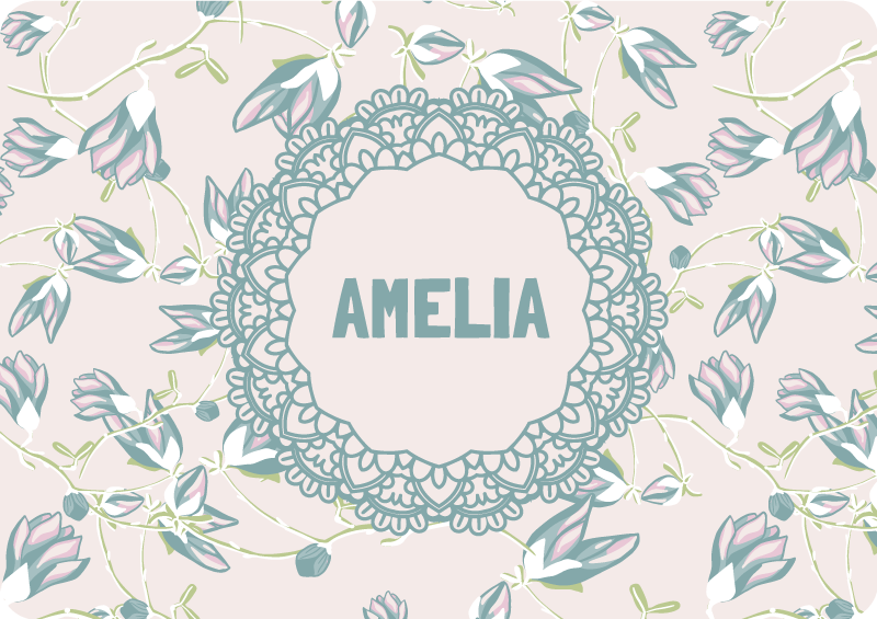 Vinylový koberec s kvetmi listy a názov - Tenstickers