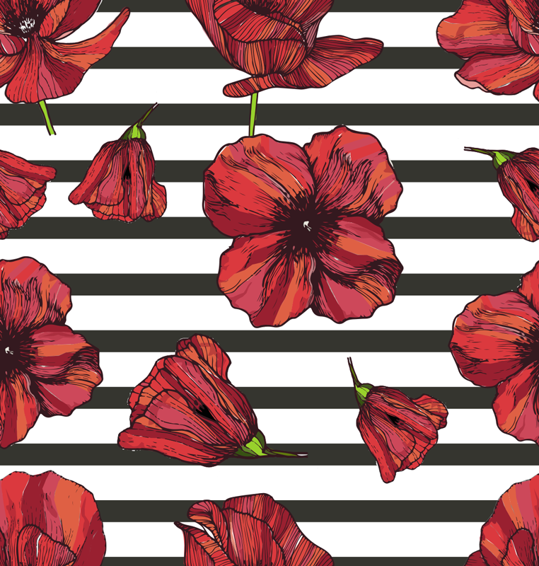 Vinylový koberec s kvetmi poľských makov - Tenstickers