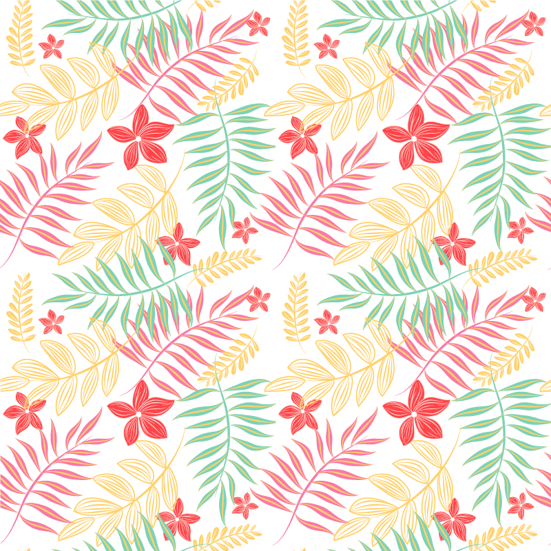 Vinylový koberec s kvetmi v dizajne neonových listov - Tenstickers