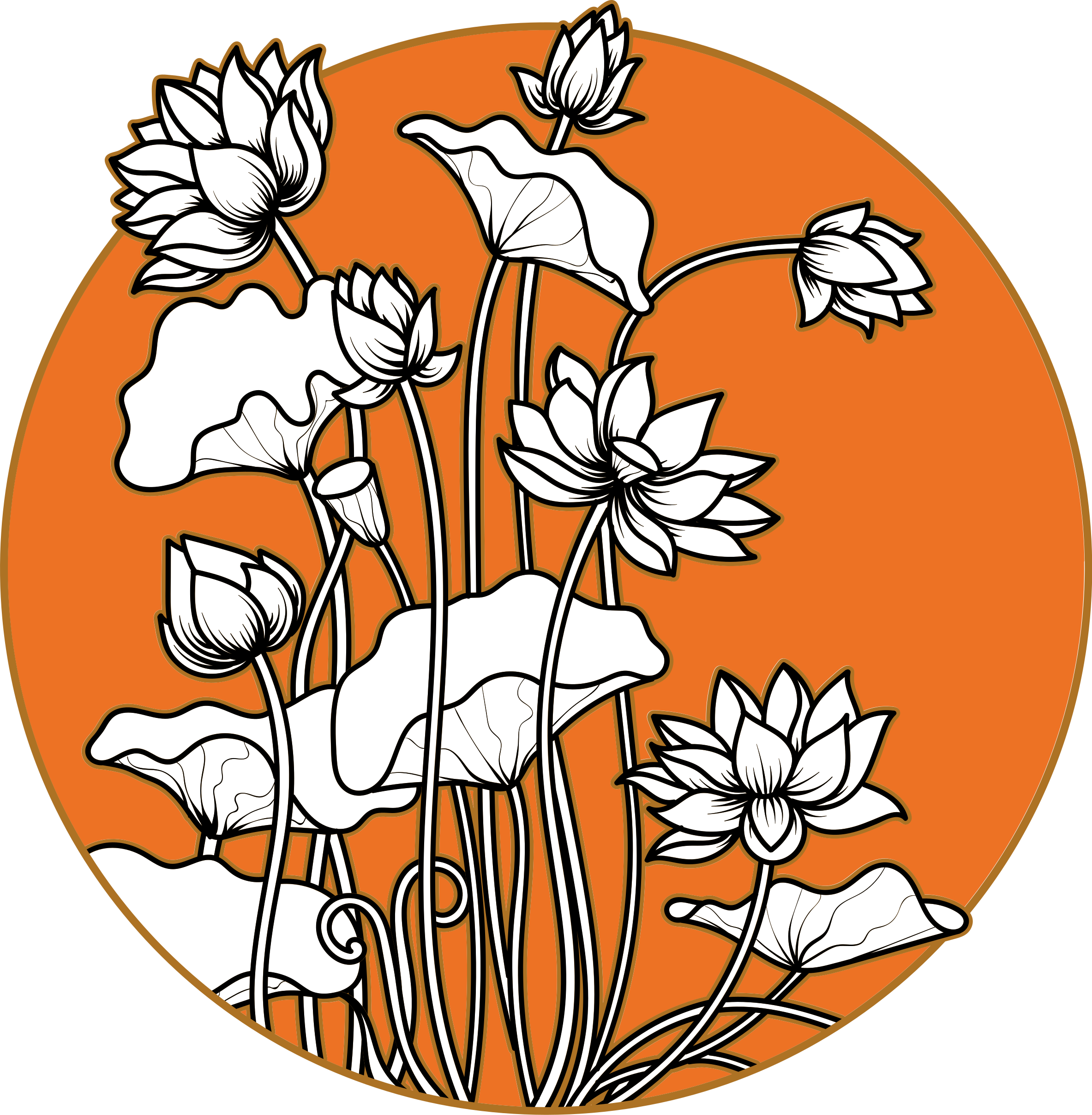 Vinylový koberec s kvetmi v štýle ilustrácie lotosu - Tenstickers