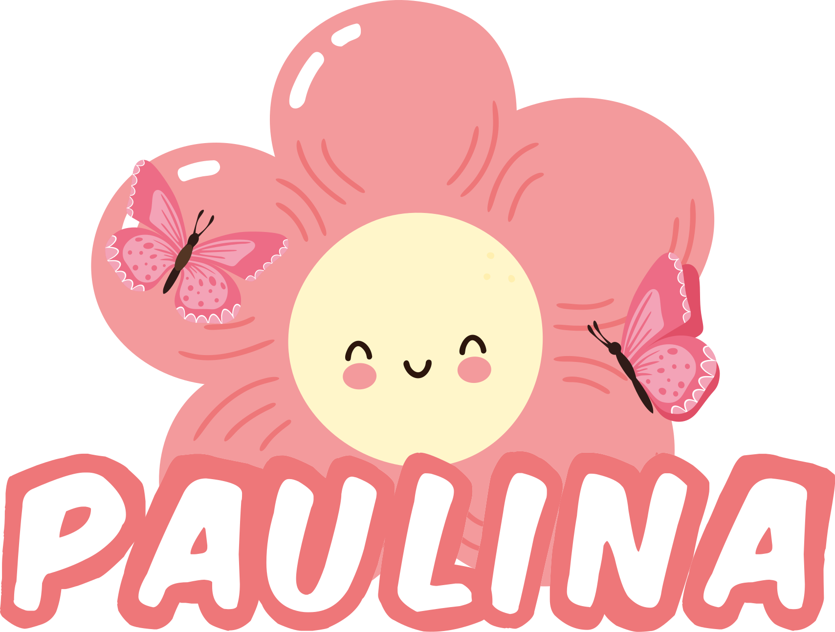 Vinylový koberec s kvetmi a motýľom s menom - Tenstickers