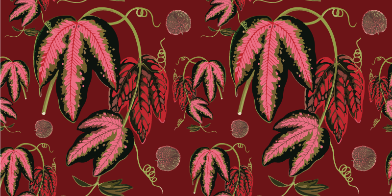 Vinylový koberec s kvetmi červená maranta teplé farby - Tenstickers