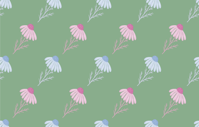 Vinylový koberec s kvetmi v harmančekovom vzore - Tenstickers