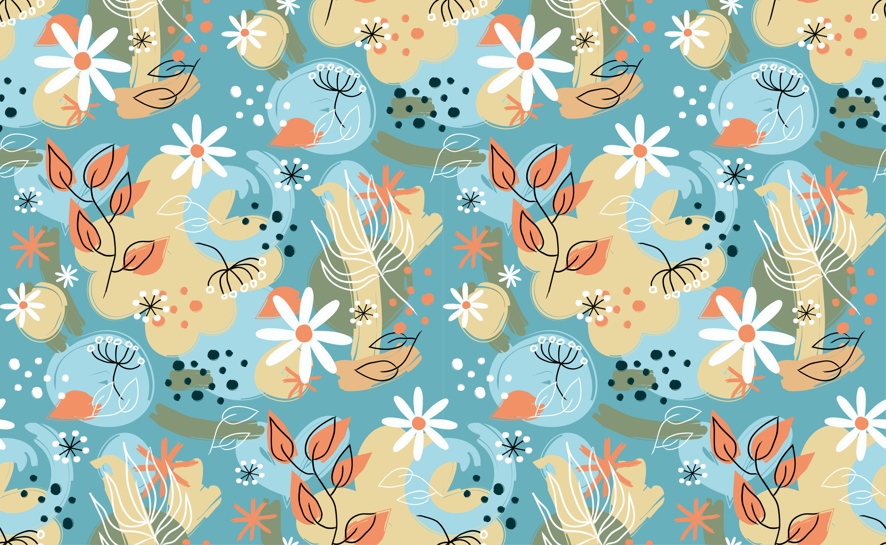 Vinylový koberec s kvetmi abstraktný plochý vzor - Tenstickers