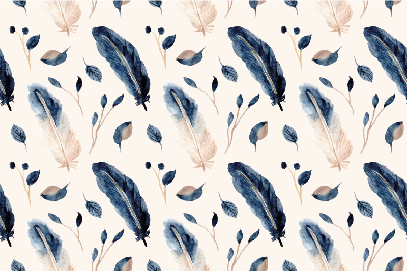 Vinylový koberec s kvetmi lietajúce listy a perie - Tenstickers