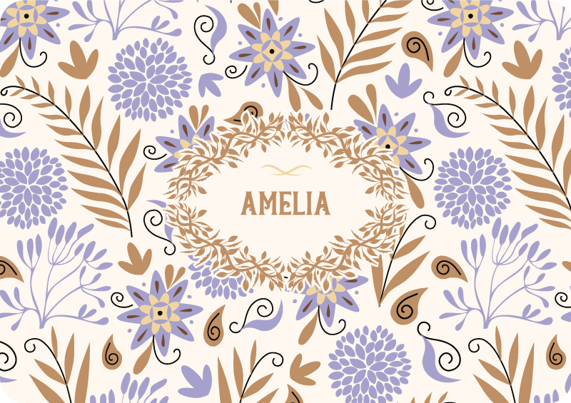 Vinylový koberec s kvetmi ručne maľovaný vintage vzor - Tenstickers