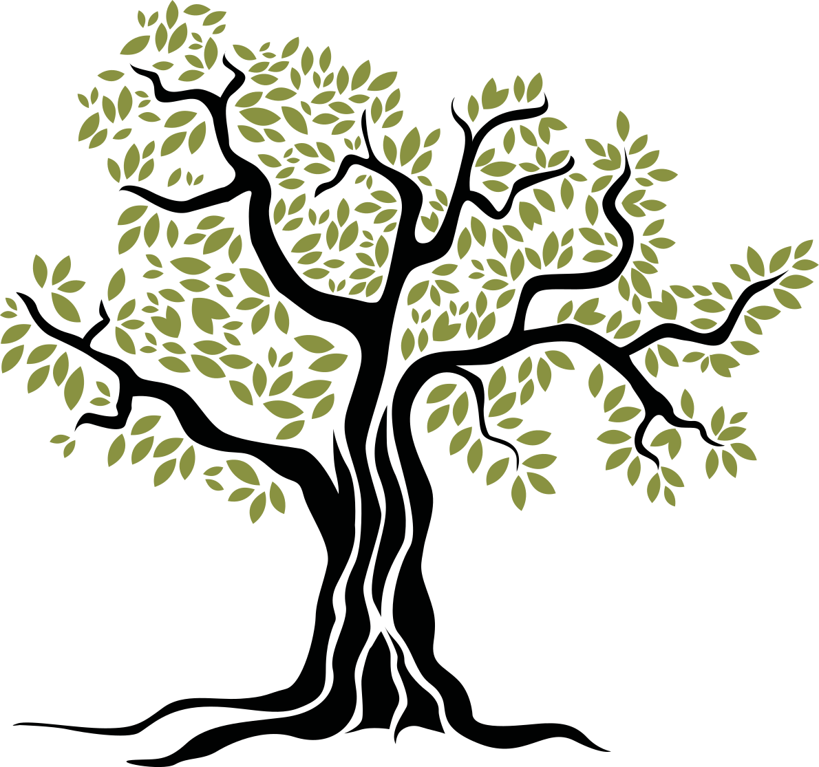 Vinylový koberec s kvetmi olivovníka s zelenými listami - Tenstickers