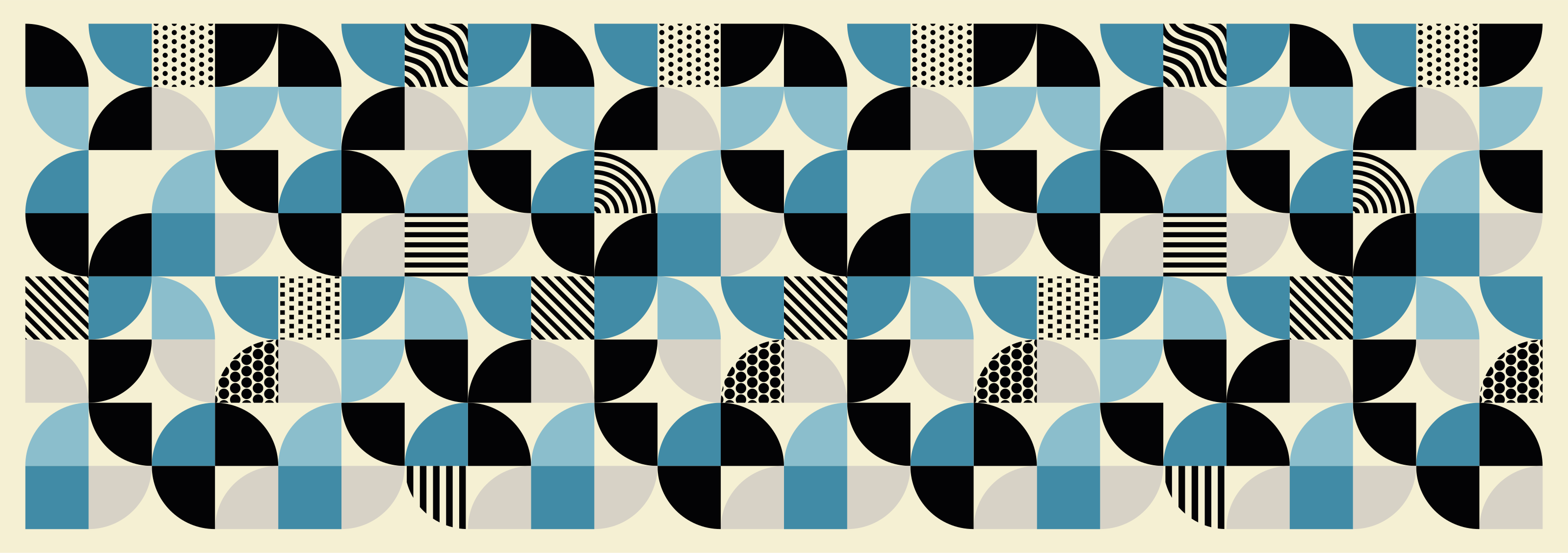 Vinylový koberec do jedálne v retro modrom bauhaus vzore - Tenstickers