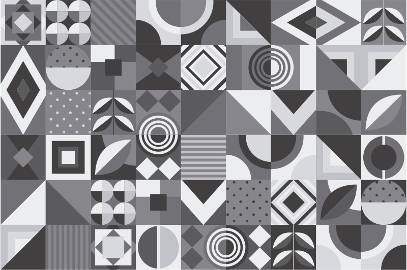 Vinylový koberec do kúpeľne sivé geometrické dlaždice - Tenstickers