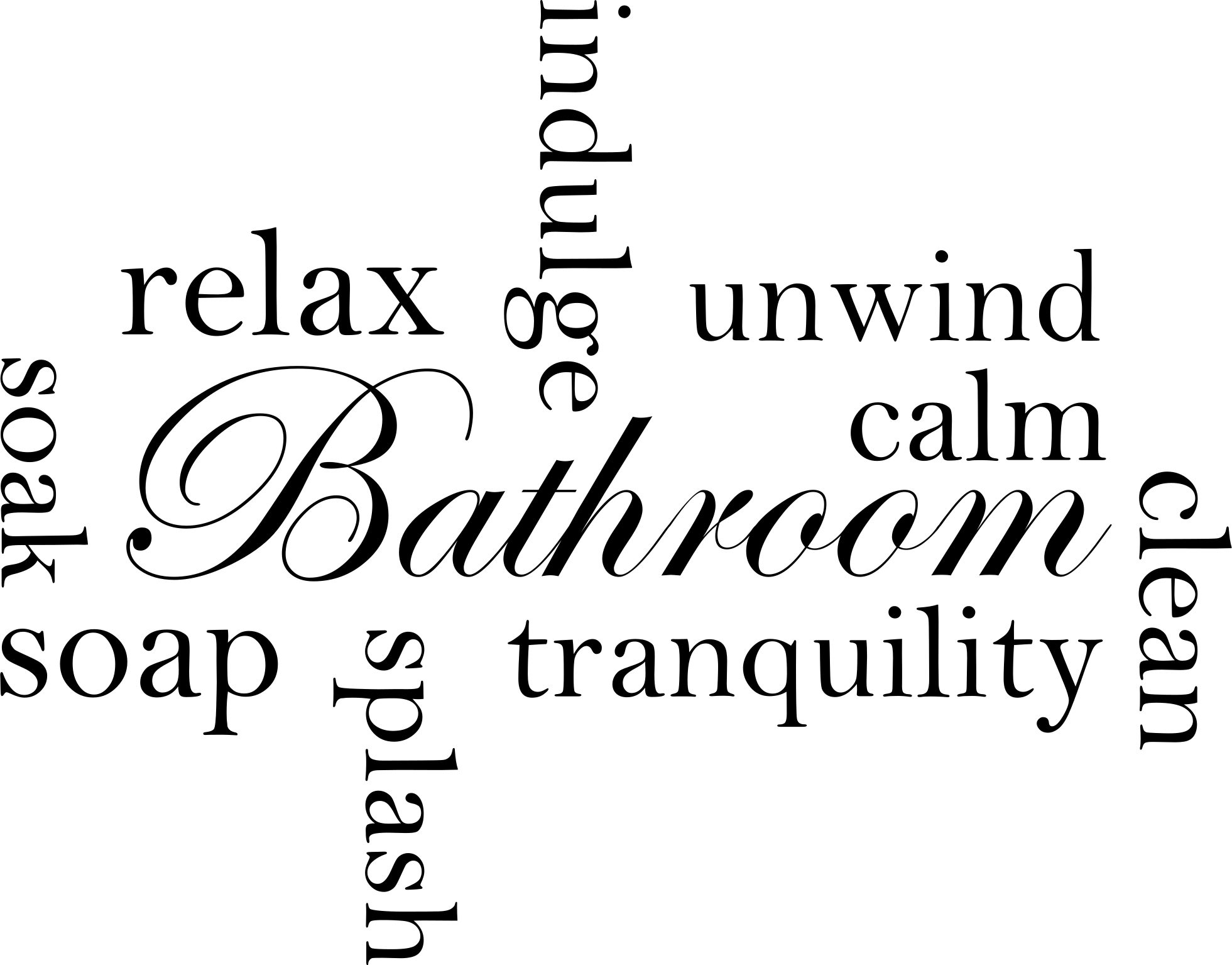 Vinylový koberec do kúpeľne relaxačné slová - Tenstickers