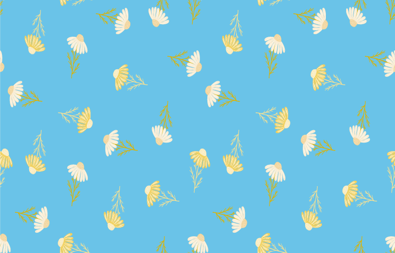 Vinylový koberec s kvetmi na modrom pozadí - Tenstickers