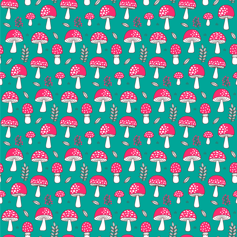 Vinylový koberec s kvetmi klasické huby na tyrkysovom pozadí - Tenstickers