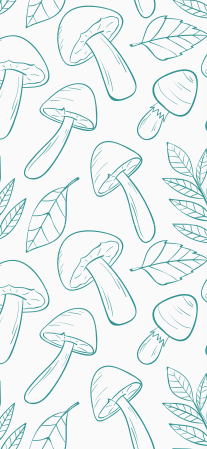 Vinylový koberec s kvetmi s bielym a svetlomodrým vzorom húb - Tenstickers