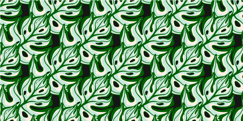 Vinylový koberec s kvetmi v čiernej a zelenej farbe - Tenstickers