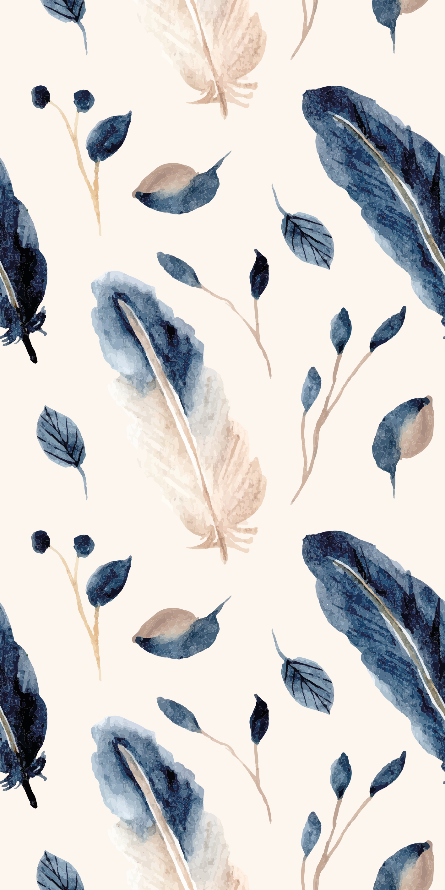 Vinylový koberec s kvetmi lietajúce listy a perie - Tenstickers