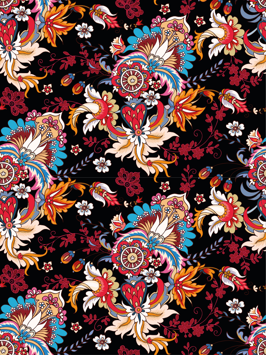 Vinylový koberec s kvetmi v modernom etnickom štýle - Tenstickers