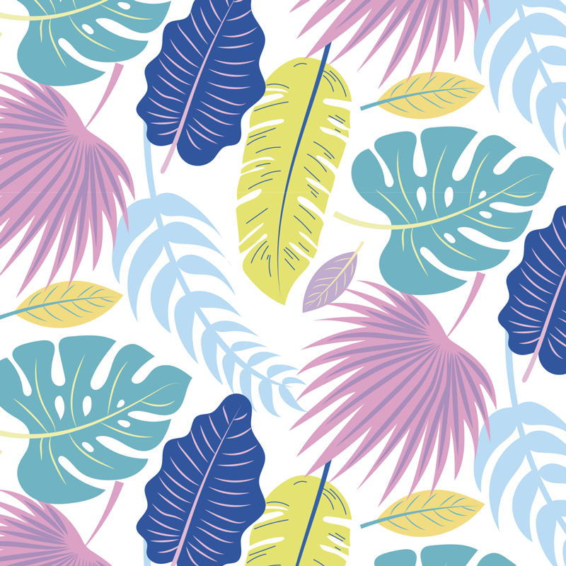 Vinylový koberec s kvetmi v pestrých listových vzoroch - Tenstickers