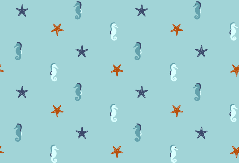 Vinylový koberec s kvetmi vzor morského koníka a hviezdice - Tenstickers